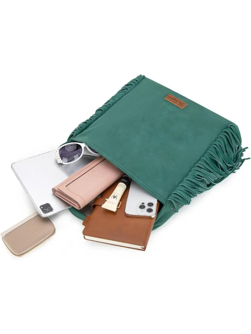 Fringe Suede Hobo Bag for Women | Leather Western Purse with Tassels & Shoulder